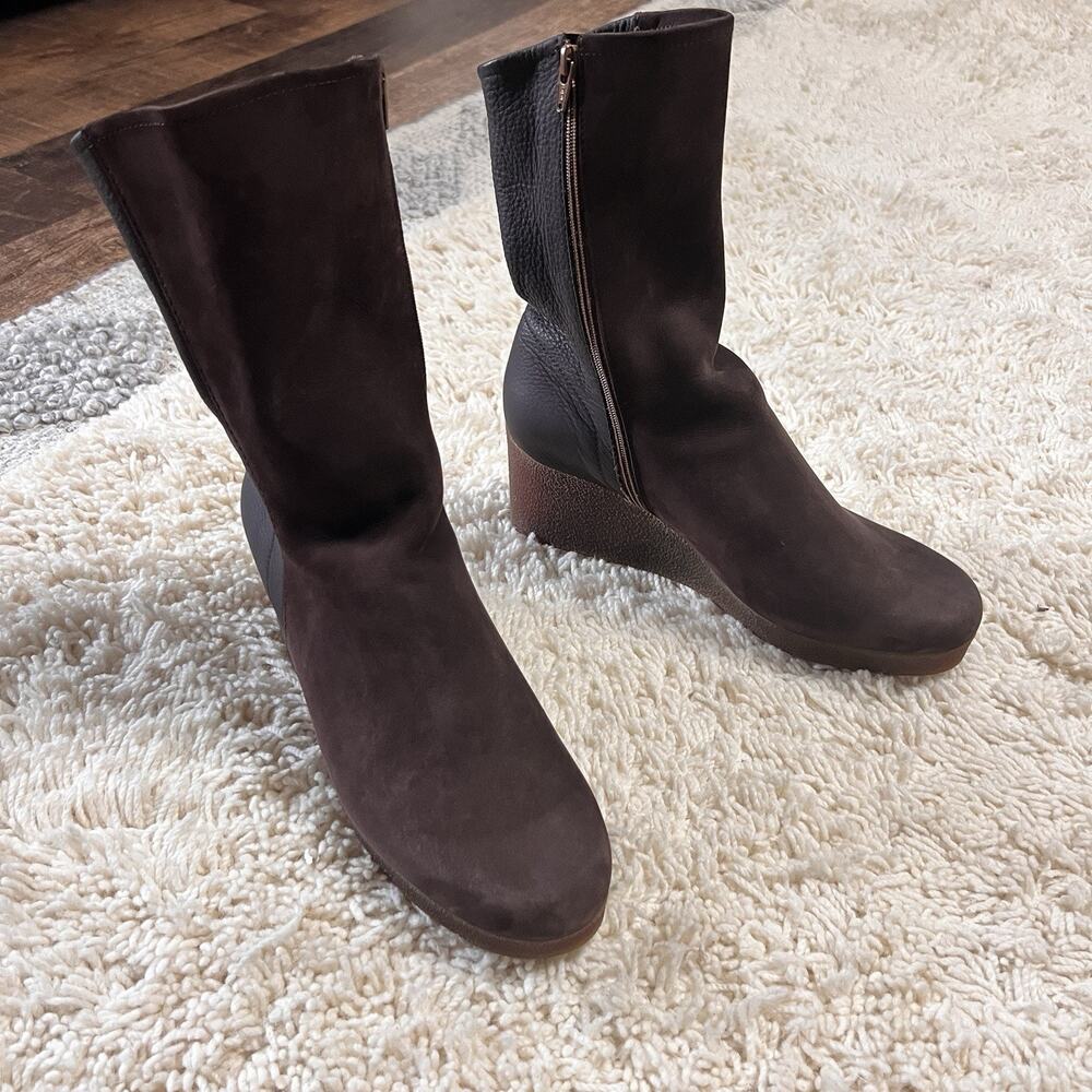 Arche Johaho Ankle Wedge Booties Leather Brown Comfort Boots Size 39 US 8